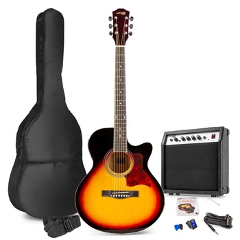 Gitara elektroakustyczna naturalna z akcesoriami w zestawie/ podpalana