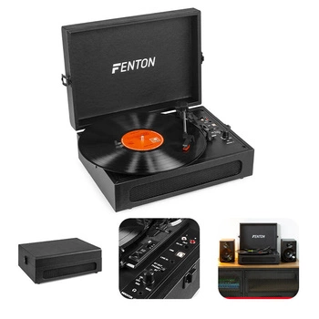 Gramofon w walizce RP118B Fenton wejście/wyjście BT czarny+ winyl gratis