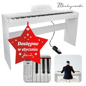 Pianino cyfrowe 88 dynamicznych klawiszy ze statywem ARIA II białe Mielczewski
