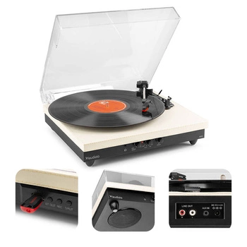Gramofon RP113C Audizio wejście/wyjście BT kremowy+ winyl gratis