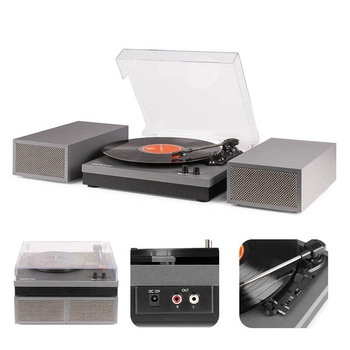 Gramofon RP165G Fenton głośniki BT srebrny+ winyl gratis