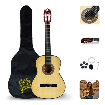 Gitara klasyczna 39" 4/4 naturalna+ akcesoria GK39NAT Golden Guitar