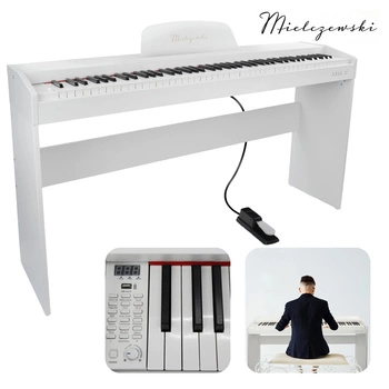 Pianino cyfrowe 88 dynamicznych klawiszy ze statywem ARIA II białe Mielczewski