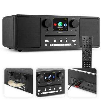 Miniwieża Audizio CD/BT/DAB+/radio internetowe czarne