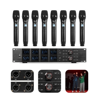 Zestaw mikrofonów bezprzewodowych Power Dynamics UHF PD528 z 8 mikrofonami ręcznymi