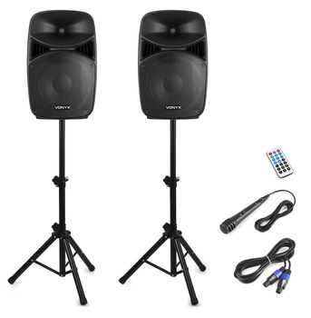 Aktywny zestaw kolumn Vonyx VPS152A 1000 W + statywy + mikrofon