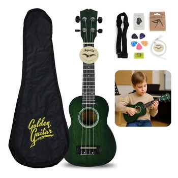 Zestaw: Ukulele sopranowe 21" HRF21 zielone+ akcesoria Golden Guitar