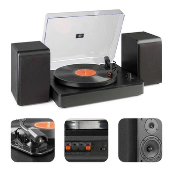 Gramofon stereo Audizio RP330 z Bluetooth i głośnikami - 100W - Czarny+ winyl gratis