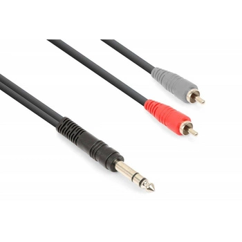 Kabel Jack 6,3 mm męski - 2 x RCA męski 3 m