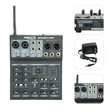 Mikser MX62BT-DSP 6-kanałowy z kartą dźwiękową USB, BT,16- DSP  BST
