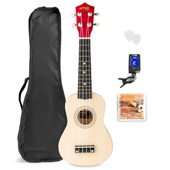 Zestaw Ukulele sopranowe MAX UKEY + tuner+ 2x kostka+ struny+ pokrowiec Naturalne
