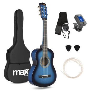 Gitara klasyczna 1/4 dla dziecka niebieska SoloArt Max+ akcesoria