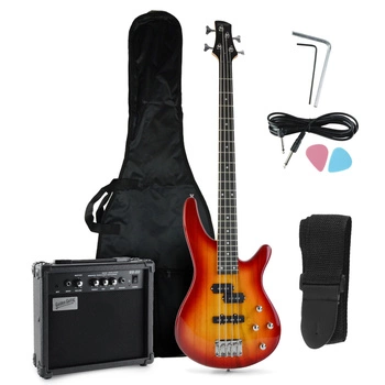 Gitara basowa kompletny zestaw Wiśnia Golden Guitar PBGB-50 Wiśnia