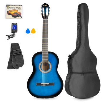 Max SoloArt Gitara klasyczna 39''+ zestaw akcesoriów Niebieska