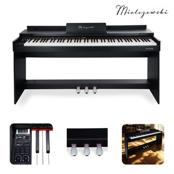 Pianino cyfrowe ze statywem 88 dynamicznych klawiszy ETIUDA czarne Mielczewski