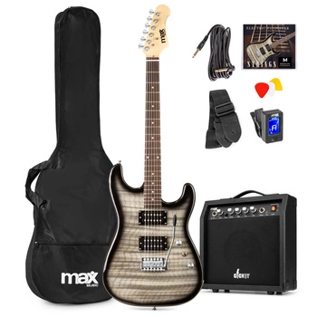 Zestaw: Gitara elektryczna GigKit Max czarna+ wzmacniacz akcesoria