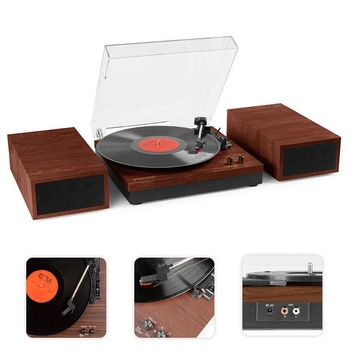 Gramofon RP165C Fenton głośniki BT brązowy+ winyl