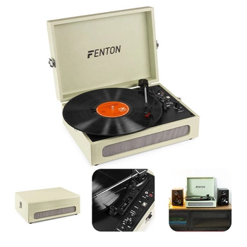 Gramofon w walizce RP118C Fenton wejście/wyjście BT zielony+ winyl gratis