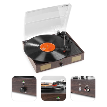 Gramofon RP106DW Fenton głośniki USB brązowy+ winyl