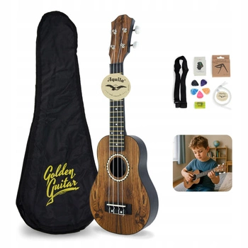 Zestaw: Ukulele sopranowe ciemne GBU10+ akcesoria struny Aquila Golden Guitar