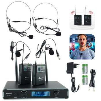Zestaw mikrofonów bezprzewodowych UHF  2x nagłowny+ 2x krawatowy 2x bodypack+ stacja Audioport SU-740HH