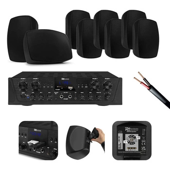 Zestaw głośników naściennych 8 x BHW60BK 6" 120W z wzmacniaczem 4 strefowym