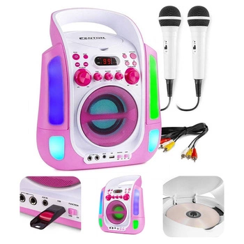 Karaoke system z CD i 2 mikrofonami SBS30P różowy