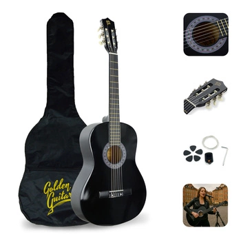 Gitara klasyczna 39" 4/4 czarna+ akcesoria GK39CZ Golden Guitar