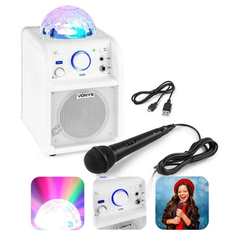 Zestaw: kolumna karaoke z mikrofonem, bluetooth i efektem świetlnym VONYX SBS50W