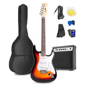 Gitara elektryczna Gigkit Sunburst podpalana+ akcesoria/ zestaw