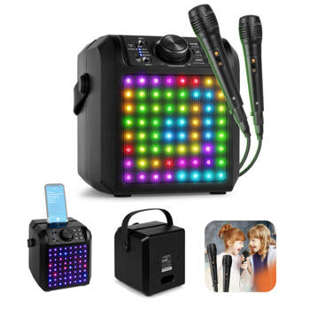 Głośnik Karaoke LED 2x mikrofon KAR50B  Fenton Czarny