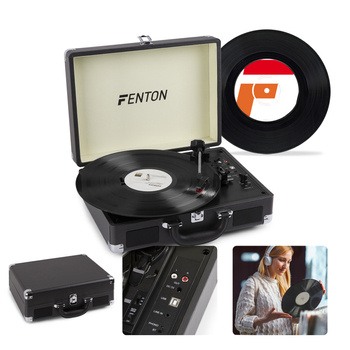 Gramofon w walizce Fenton  RP115C grafitowy+ winyl