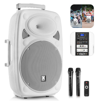 Kolumna z mikrofonami/ nagłośnienie mobilne Verve46 15”Vonyx biały