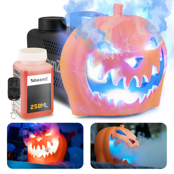 Zestaw Halloween: Dyniowa wytwornica dymu LED/ imprezy Halloween/ ozdoby, dekoracje Halloween