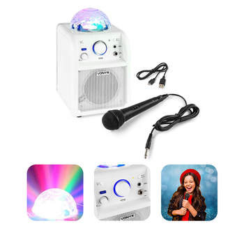 Zestaw: kolumna karaoke z mikrofonem, bluetooth i efektem świetlnym VONYX SBS50W