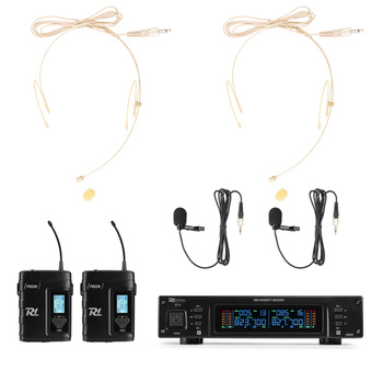 Zestaw mikrofonowy nagłowny 2x 80-kanałowy UHF PD220B Power dynamics